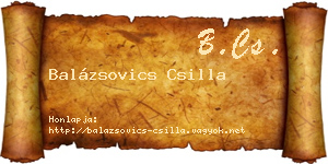 Balázsovics Csilla névjegykártya