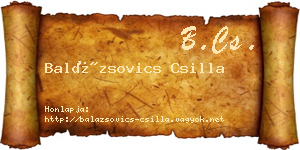 Balázsovics Csilla névjegykártya